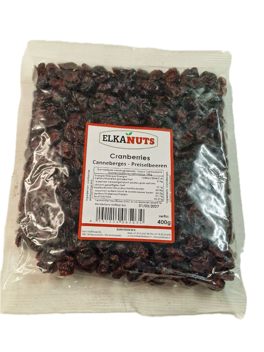 Cranberries
Canneberges - Preiselbeeren ELKANUTS 400g