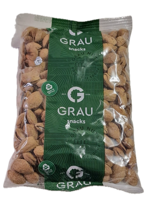 GEZOUTEN GEROOSTERDE
AMANDEL MET SCHIL GRAU 400g